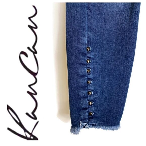 KanCan Ripped High Waist Skinny Jeans with Raw Hem and Button Details - Picture 4 of 5